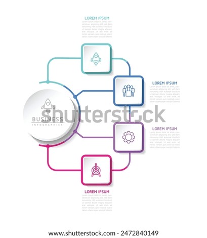 Vector infographic business presentation template connected with 4 options