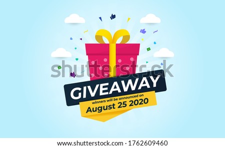 Giveaway Banner Template Design For Social Media Post. Gift Offer Banner, Giveaways Post And Winner Reward In Contest, Prize In Boxes. Vector Illustration