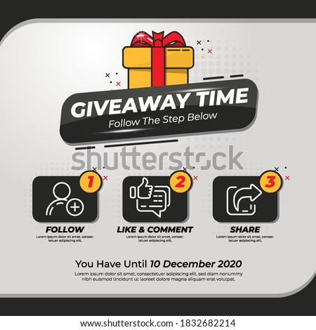 Giveaway Banner Template Design For Social Media Post. 
Gift Offer Banner, Giveaways Post And Winner Reward In 
Contest, Prize In Boxes. Vector Illustration