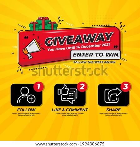 Giveaway contest for social media feed. Template Giveaway Prize win competition Follow the steps below