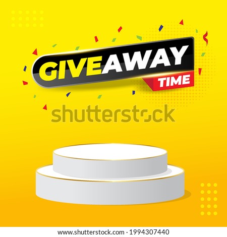 Giveaway contest for social media feed. Template Giveaway Prize win competition. with podium