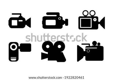 Set of video recorder icons with flat style vector. Usable as Icon, symbol or logo of various projects