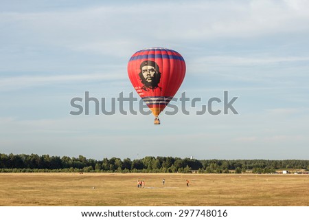 Minsk, Belarus - July 18, 2015: Red hot air balloon with Che Guevara at the air show