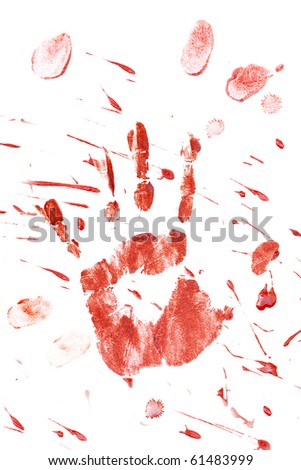 Blood Splatter And Fingerprints Isolated On A White Background. Stock ...