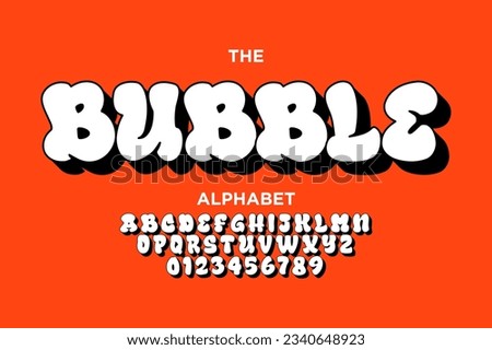 Vector retro Bubble gum bold font design, alphabet, typeface, typography. Vector illustration Graffiti bubble shaped alphabet set.