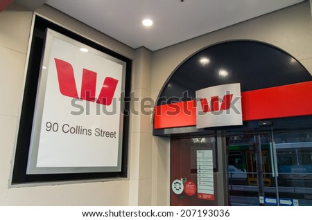 MELBOURNE, AUSTRALIA - July 13, 2014: A branch of Westpac Bank, one of the four large Australian banks.