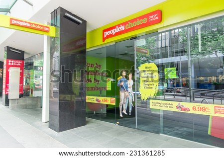 MELBOURNE, AUSTRALIA - November 4, 2014: the Bourke Street branch of the People\'s Choice Credit Union, one Australia\'s largest credit unions with $8 billion funds under management.