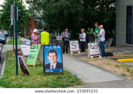 MELBOURNE, AUSTRALIA - November 20, 2014: a pre-poll election location in Box Hill for the 29 November 2014 Victorian state election.