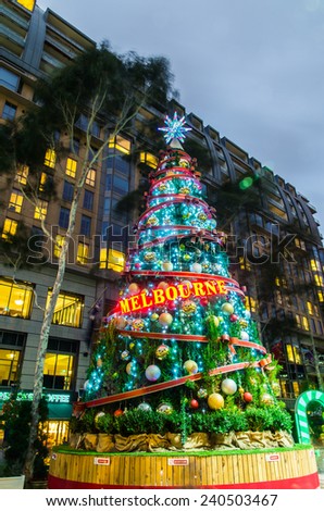 MELBOURNE, AUSTRALIA - December 23, 2014: Christmas tree in the Melbourne City Square