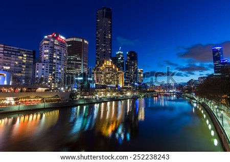 MELBOURNE, AUSTRALIA - June 8, 2014: Southgate restaurant and shopping precinct, on the south bank of the Yarra River.