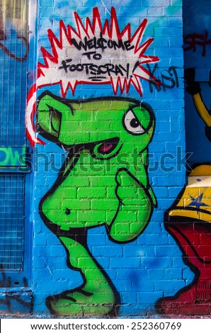 MELBOURNE, AUSTRALIA - June 21, 2014: urban street art by an unknown artist in the inner western suburb of Footscray.