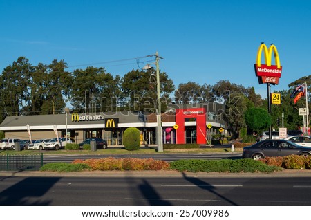 MELBOURNE, AUSTRALIA - January 4, 2015: McDonald\'s, or affectionately Macca\'s, opened its first Australia restaurant in 1971. Today there are over 900 including this one in Nunawading.