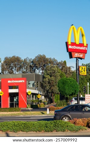 MELBOURNE, AUSTRALIA - January 4, 2015: McDonald's, or affectionately Macca's, opened its first Australia restaurant in 1971. Today there are over 900 including this one in Nunawading.