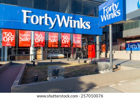 MELBOURNE, AUSTRALIA - January 4, 2015: Forty Winks is a chain of more than 90 bedding and bedroom furniture stores in Australia, including this store in Nunawading.