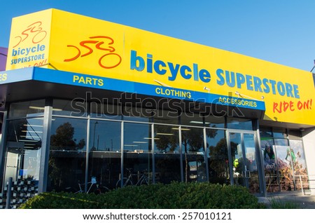 MELBOURNE, AUSTRALIA - January 4, 2015: Bicycle Superstore is a chain of 10 bicycle stores mainly in Melbourne.  Cycling has become increasingly popular in Australia with more bikes than cars sold.