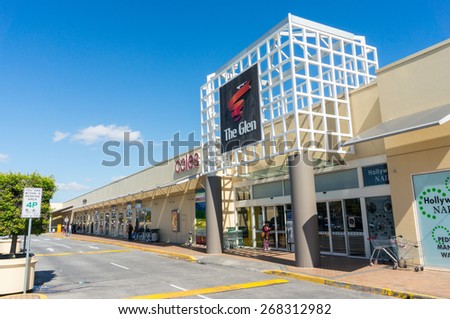MELBOURNE, AUSTRALIA - April 5, 2015: The Glen is a major suburban shopping centre in Glen Waverley, with more than 57,000 square metres in retail space. It is owned by Federation Centres.