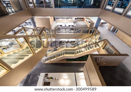 Melbourne, Australia - July 25, 2015: the AGL office building at Docklands was built in 2014 above Southern Cross station. It has many innovative features to provide amenity and environmental impact.
