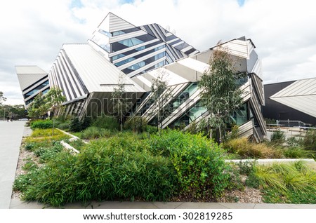 Melbourne, Australia - August 2, 2015: The New Horizons building at Monash University was opened in 2013 to co-locate university and CSIRO staff for collaborative research.