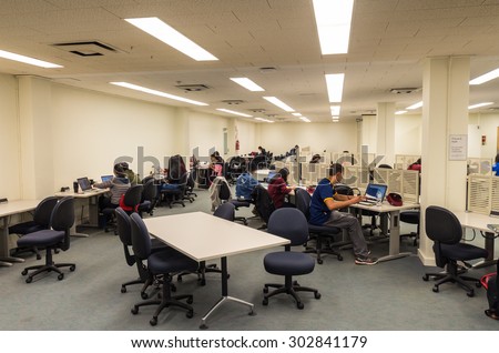 Melbourne, Australia - August 2, 2015: students studying within the Sir Louis Matheson Library at the Clayton Campus of Monash University.