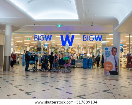 Melbourne, Australia - September 18, 2015: Big W is a chain of discount department stores owned by Woolworths Ltd, including this store in Box Hill Central shopping centre.