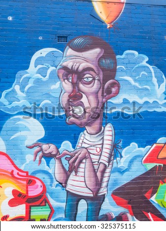 Melbourne, Australia - September 30, 2015: street art by an unknown artist in Surrey Hills in Melbourne\'s eastern suburbs.