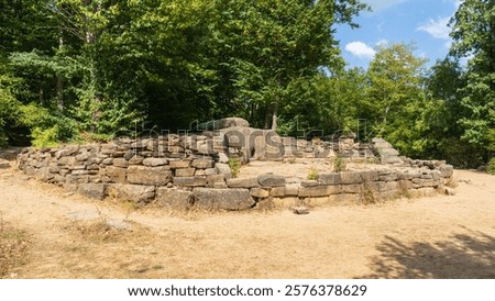 Similar – Image, Stock Photo Carefully stacked old building blocks in the shade of old trees in front of a wooden hut on a farm in Rudersau near Rottenbuch in the district of Weilheim-Schongau in Upper Bavaria, photographed in neo-realistic black and white