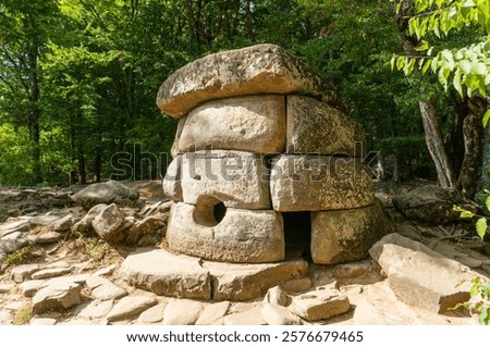 Similar – Image, Stock Photo Carefully stacked old building blocks in the shade of old trees in front of a wooden hut on a farm in Rudersau near Rottenbuch in the district of Weilheim-Schongau in Upper Bavaria, photographed in neo-realistic black and white