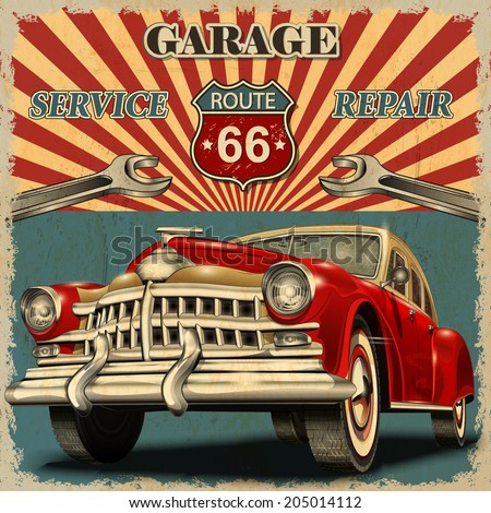 Vintage Garage Retro Poster Stock Vector 205014112 : Shutterstock