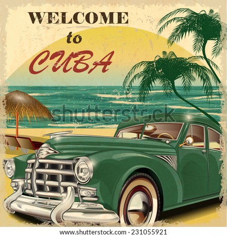 Welcome to Cuba retro poster.