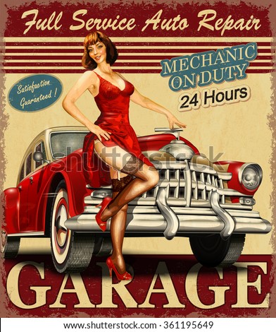 Vintage Garage Retro Poster Stock Vector 361195649 : Shutterstock