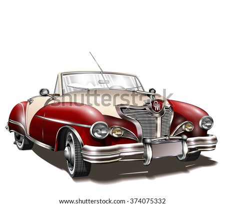 Retro Car. Stock Vector 374075332 : Shutterstock