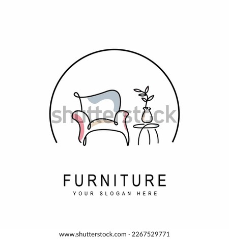 Interior logo design, furniture sofa room decoration simple modern decoration property interior logo vector illustration