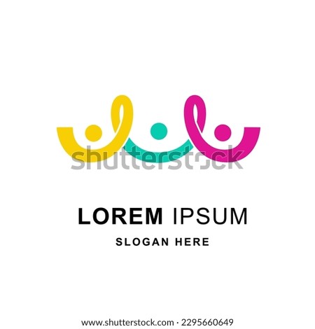 abstract logo unity in diversity and togetherness of social people. Social team logo icon. Social diversity, team work