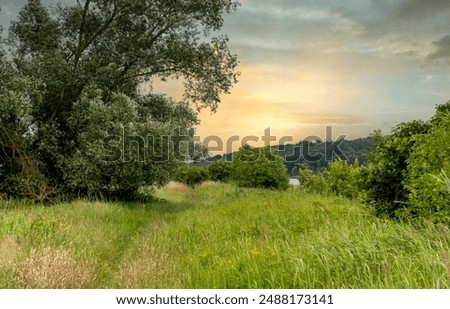 Similar – Foto Bild die Oder mit Grenzbrücken von oben