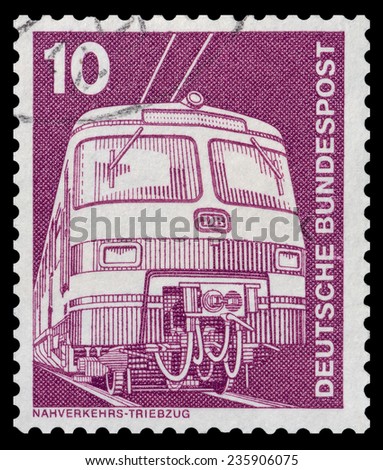 GERMANY - CIRCA 1975: A stamp printed in Germany, shows Electric train, circa 1975