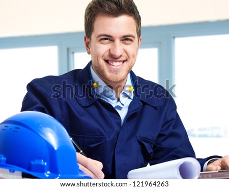 Engineer working at his desk