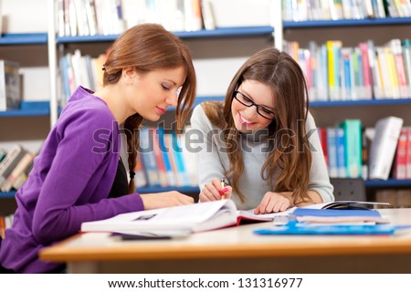 People studying together in a library