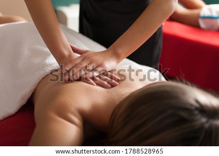 Woman having a massage in a spa Foto stock © 