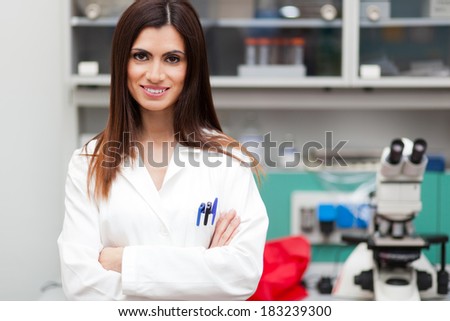 Young female researcher in a modern lab