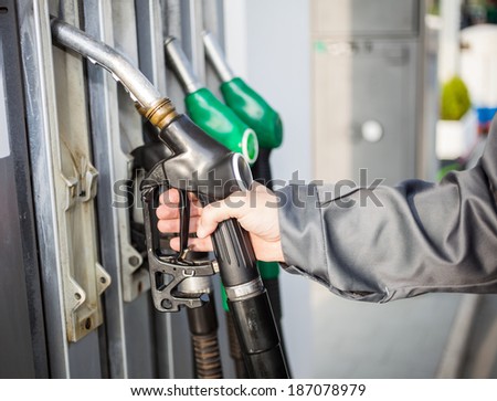 Gas station attendant at work
