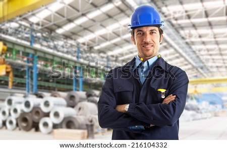 Portrait of an industrial worker in a factory