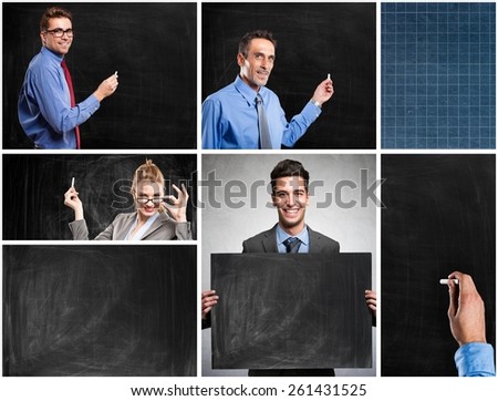 People writing on blackboards and blackboards textures