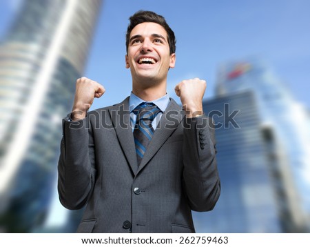 Happy businessman obtaining a promotion