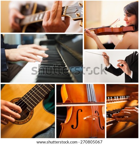 Images of people playing musical instrument