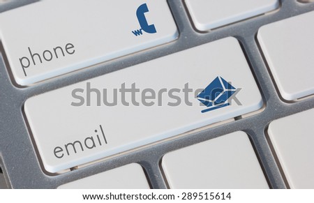 Online contact concept, phone and email buttons