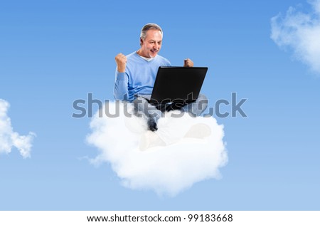 Portrait of a happy man on a cloud