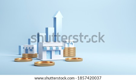 Franchise business growth with earning money, copy space. 3d render. Сток-фото © 