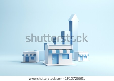 Business sale growth and expand shop franchise, copy space. 3d render. Сток-фото © 