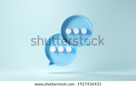 Two bubble talk or comment sign symbol on blue background. 3d render.