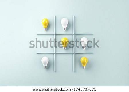 Creativity concepts ideas with light bulb on ox or tic tac toe game. 3d render. Photo stock © 